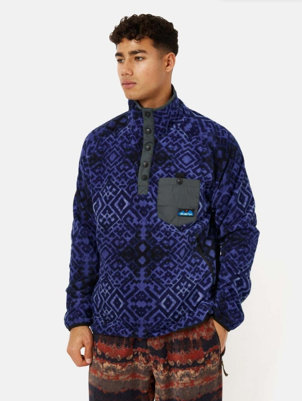 KAVU TEANNAWAY FLEECE PULLOVER - DOUBLE INDIGO BLUE Size Small